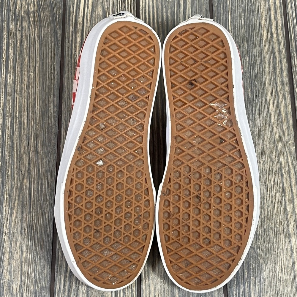 Vans Old Skool Sneakers Womens 6.5‎ Red Checkerboard Suede Canvas Skate Shoes - Picture 7 of 11